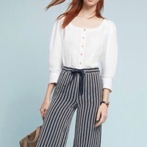 ANTHROPOLOGIE MAEVE SOLANGE BUTTON FRONT SCOOP NECK BLOUSE